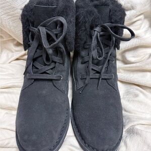 UGG Black Suede Fur-Lined Boots